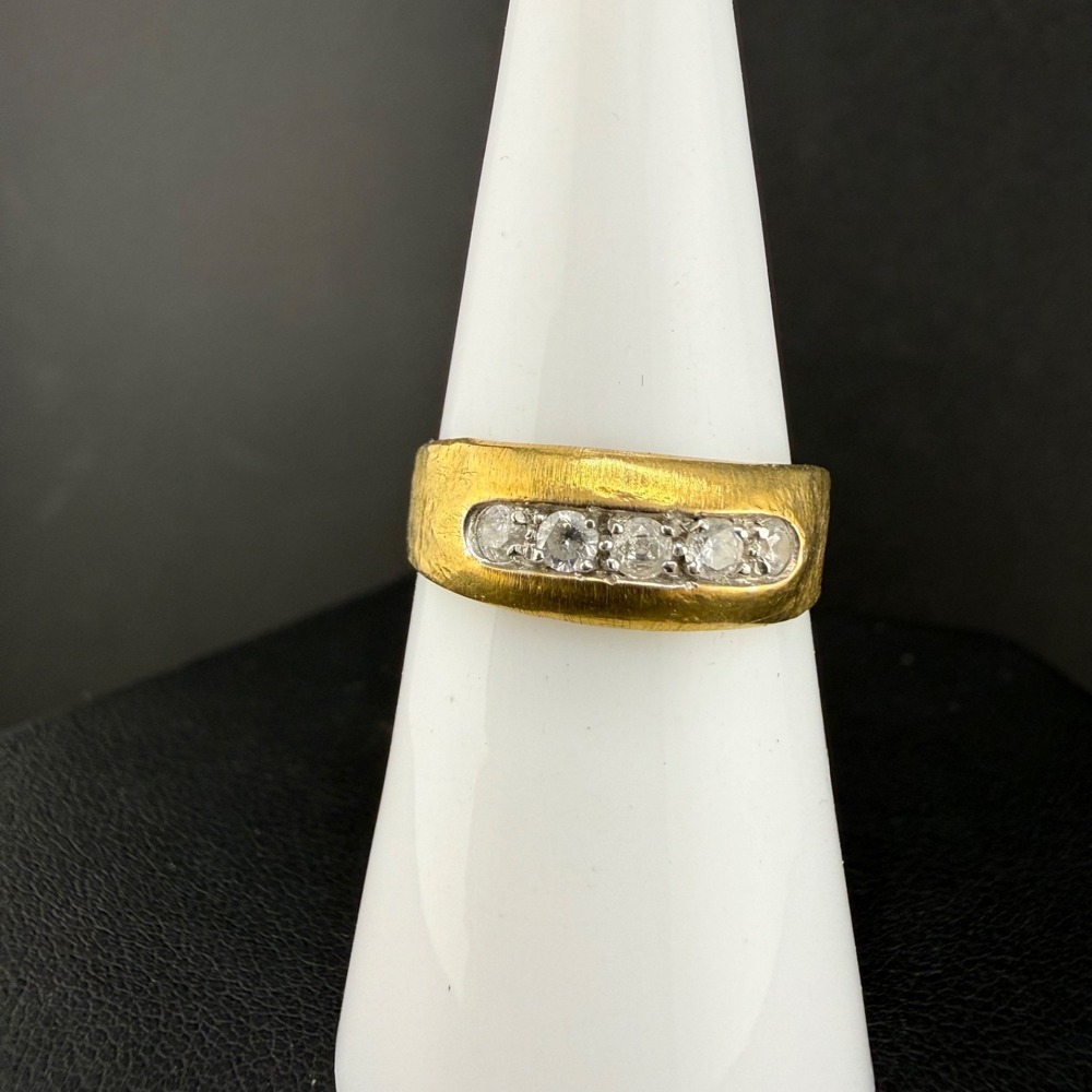 Vintage CMS Alloy Ring Gold Tone Rhinestone Size 6.5